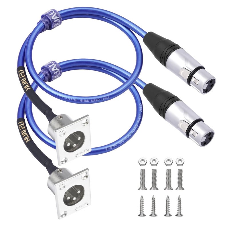 HUALEU 2 Pack XLR Pass Through Cable, Stage Box 3 Pin D-Type XLR Male to Female for Patch Panel, Floor Box - No Solder for Pro Audio Installations-20AWG Silver-Plated Copper Conductor No Solder-2Feet - Image 1